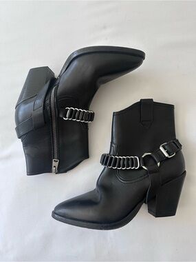 Allsaints Western-Style Leather Ankle Boots with Silver Hardware